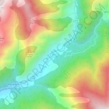 Carte topographique Alins, altitude, relief