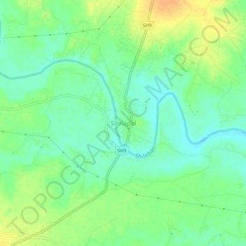 Carte topographique Simlapal, altitude, relief