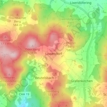 Carte topographique Löwendorf, altitude, relief