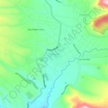 Carte topographique Olmedo, altitude, relief