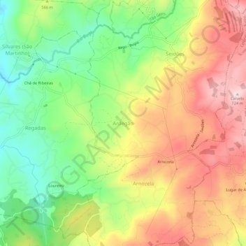 Carte topographique Ardegão, altitude, relief