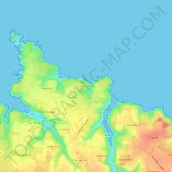 Carte topographique Port Puce, altitude, relief
