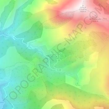 Carte topographique Olcani, altitude, relief