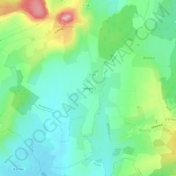 Carte topographique Aubigny, altitude, relief