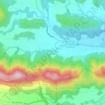 Carte topographique Santa Margarida de Bianya, altitude, relief