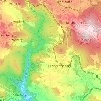 Carte topographique Kaltenberg, altitude, relief