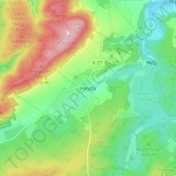 Carte topographique Heyda, altitude, relief