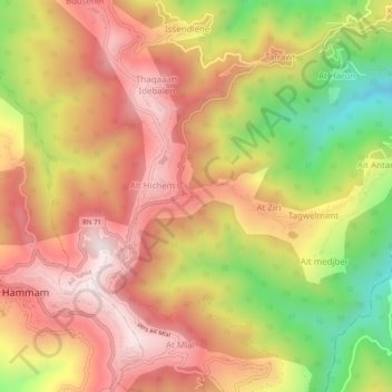 Carte topographique Ait mendil, altitude, relief