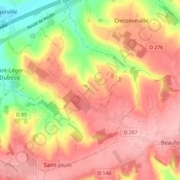 Carte topographique Le Carouge, altitude, relief