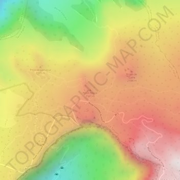 Carte topographique Piton Textor, altitude, relief