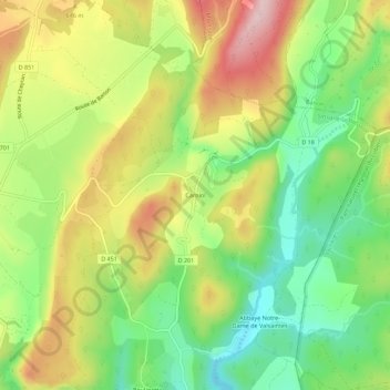 Carte topographique Carniol, altitude, relief