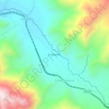 Carte topographique Occobamba, altitude, relief