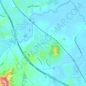 Carte topographique Canowindra, altitude, relief