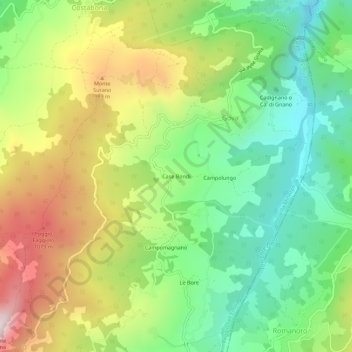 Carte topographique Case Bondi, altitude, relief