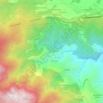 Carte topographique Cotorinho, altitude, relief