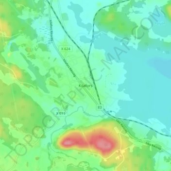Carte topographique Kilafors, altitude, relief