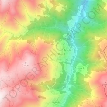 Carte topographique Dumanlı, altitude, relief