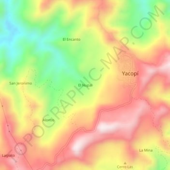 Carte topographique El Nupal, altitude, relief