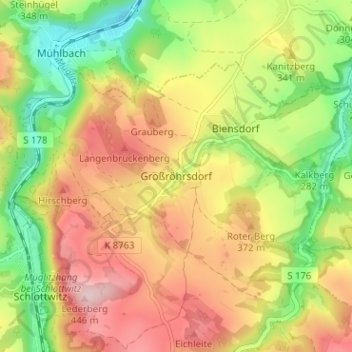 Carte topographique Großröhrsdorf, altitude, relief