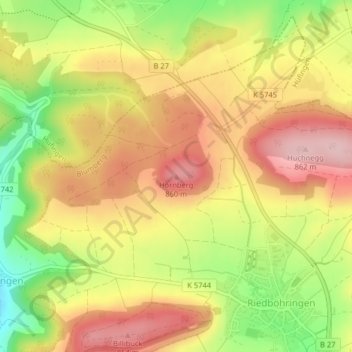 Carte topographique Hornberg, altitude, relief