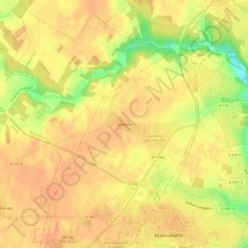 Carte topographique Seresville, altitude, relief