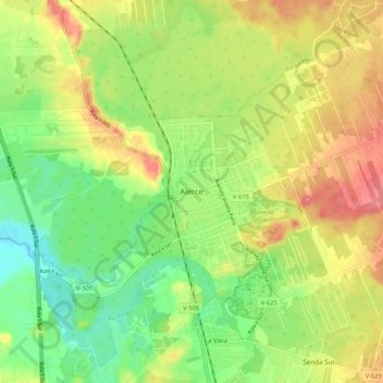 Carte topographique Alerce, altitude, relief