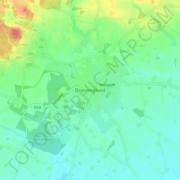 Carte topographique Dronninglund, altitude, relief
