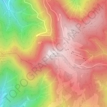 Carte topographique Kandel, altitude, relief