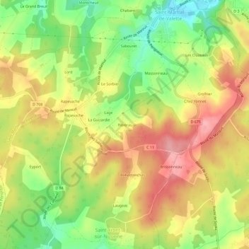 Carte topographique Ribiéras, altitude, relief