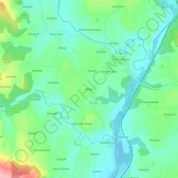 Carte topographique Kerlay, altitude, relief