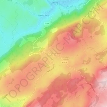 Carte topographique Les Fournets, altitude, relief