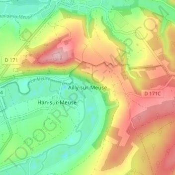 Carte topographique Ailly-sur-Meuse, altitude, relief