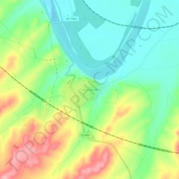 Carte topographique Castronuño, altitude, relief