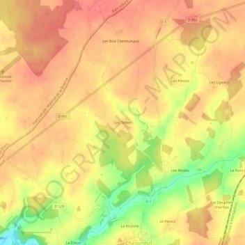 Carte topographique Les Tailles, altitude, relief