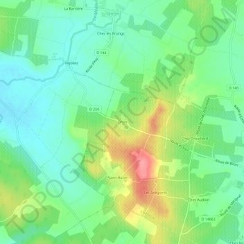 Carte topographique Orsin, altitude, relief