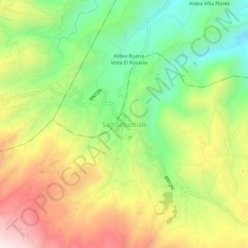Carte topographique San Sebastián, altitude, relief