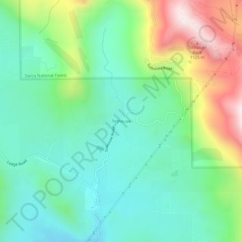 Carte topographique Tollhouse, altitude, relief