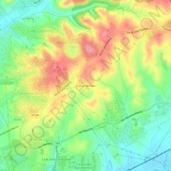 Carte topographique Collina del Sole, altitude, relief