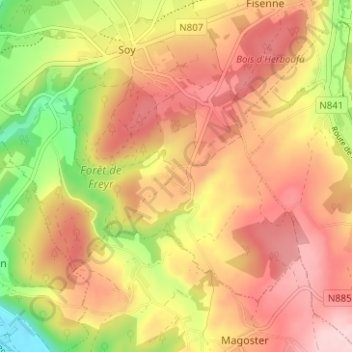 Carte topographique Wy, altitude, relief