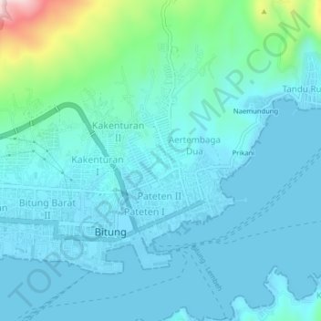 Carte topographique Winenet Dua, altitude, relief