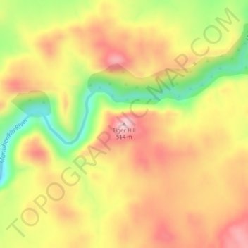 Carte topographique Tiger Hill, altitude, relief