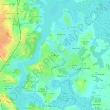 Carte topographique Les Tertres, altitude, relief