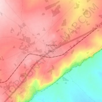 Carte topographique Péni, altitude, relief
