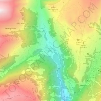 Carte topographique Isola, altitude, relief