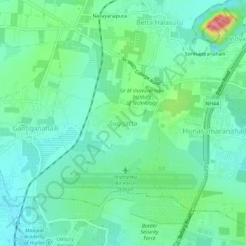 Carte topographique Suggatta, altitude, relief