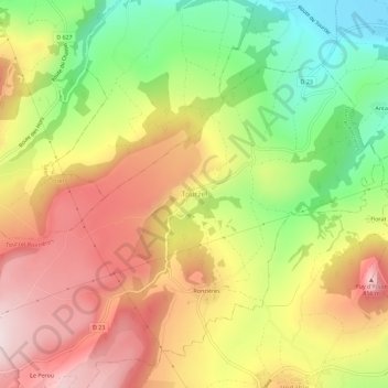 Carte topographique Tourzel, altitude, relief