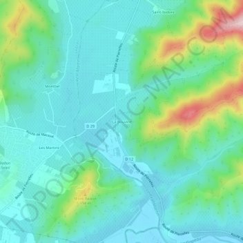 Carte topographique La Bouvine, altitude, relief