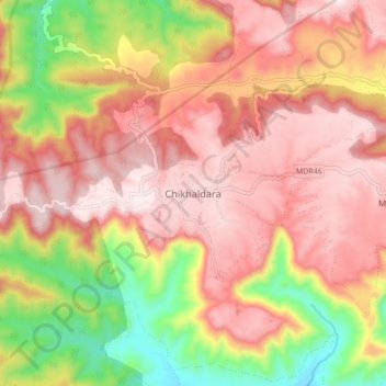 Carte topographique Chikhaldara, altitude, relief