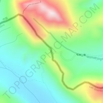 Carte topographique Karakoram Pass, altitude, relief