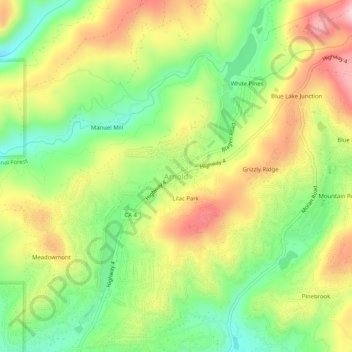 Carte topographique Arnold, altitude, relief